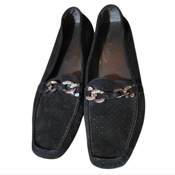 STUART WEITZMAN Black Suede Embellished Driving Loafers Womens Size 9 - Picture 2 of 10